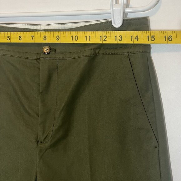 J. Crew Women Wide Leg Pants Size 8 High Rise Green Cotton Blend Zipper Pockets - Picture 5 of 10